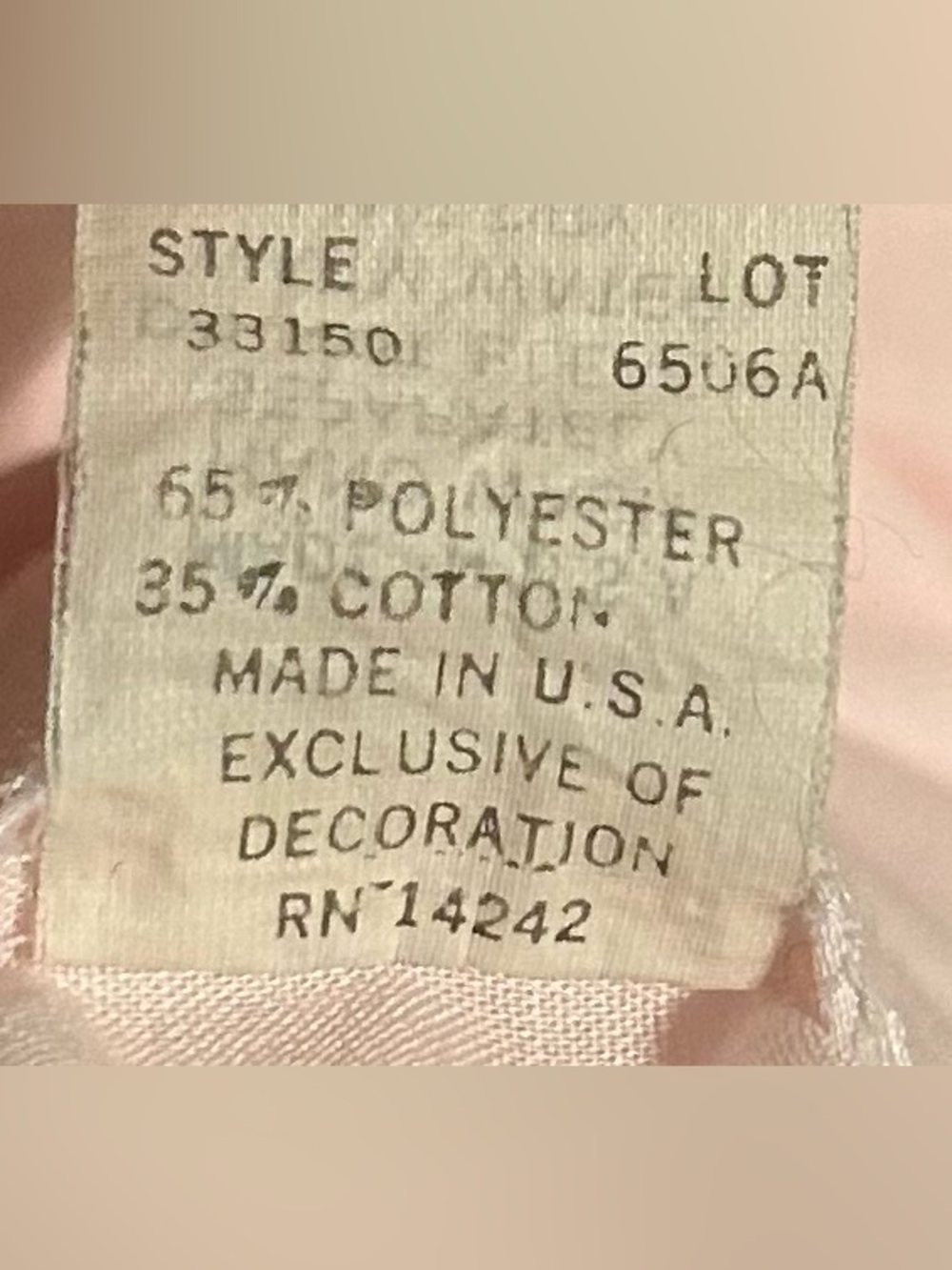 VTG Christian Dior Lingerie Nightgown Sz L Pale Pink Lace Trim Puff Sleeve USA - Picture 9 of 9